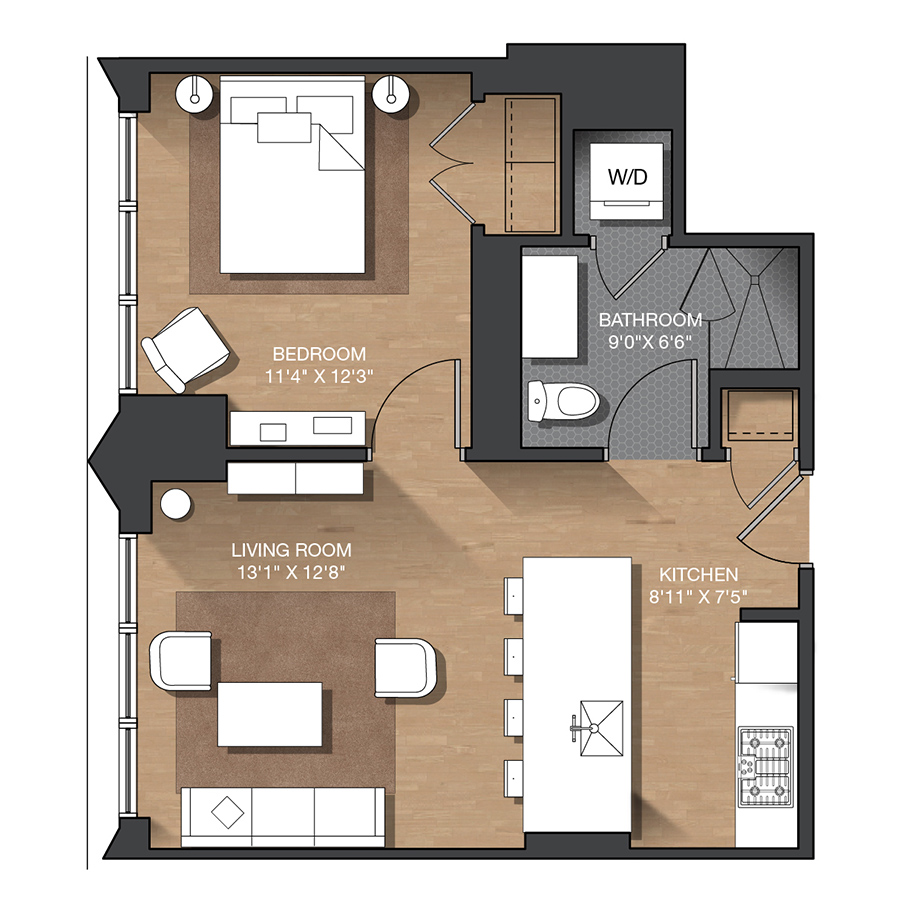 C - 1B floor plan