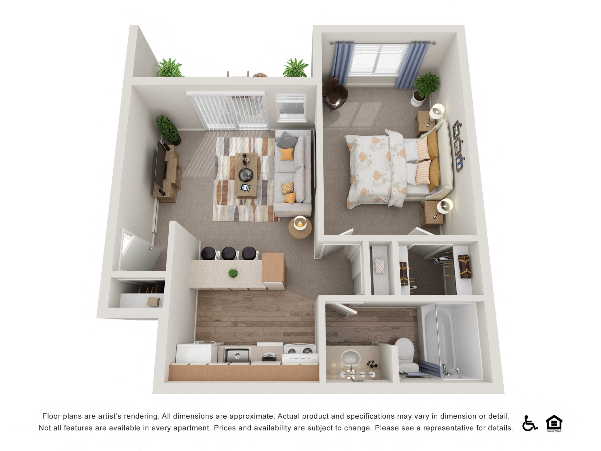 1x1B floor plan