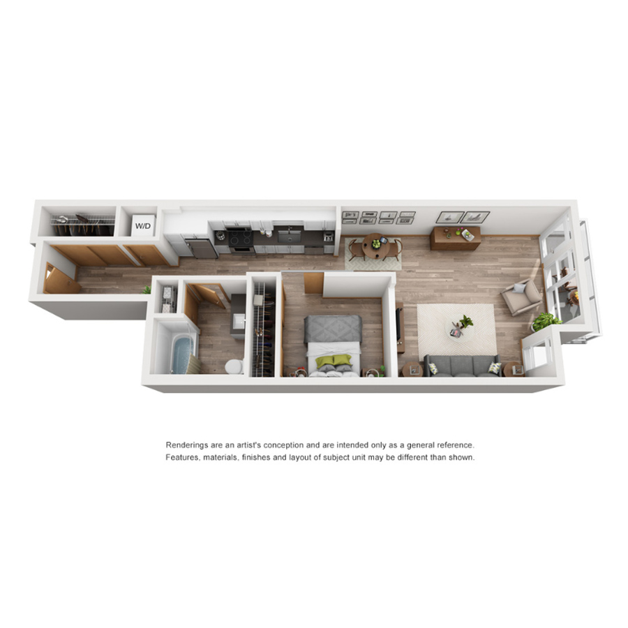 1BdAlcoveD floor plan