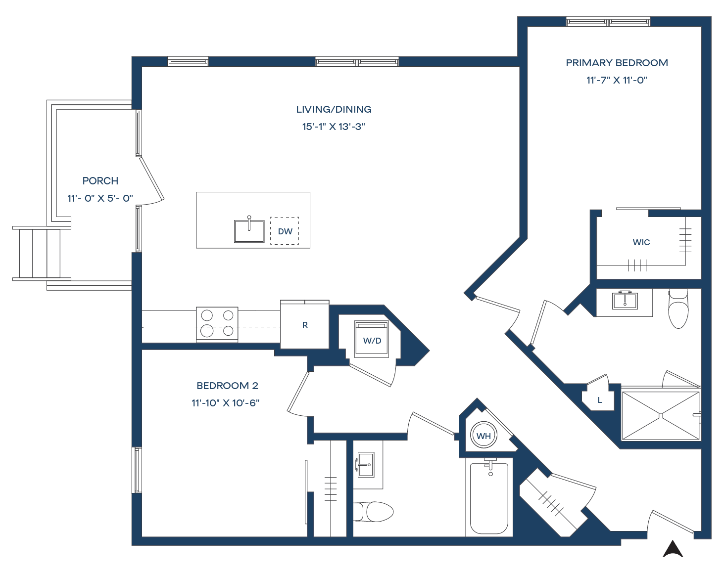 2 Bed/2 Bath-B3-P Smyth floor plan