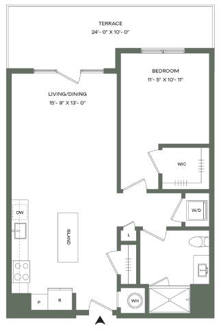 1 Bed 1 Bath-A7-T Mason East floor plan