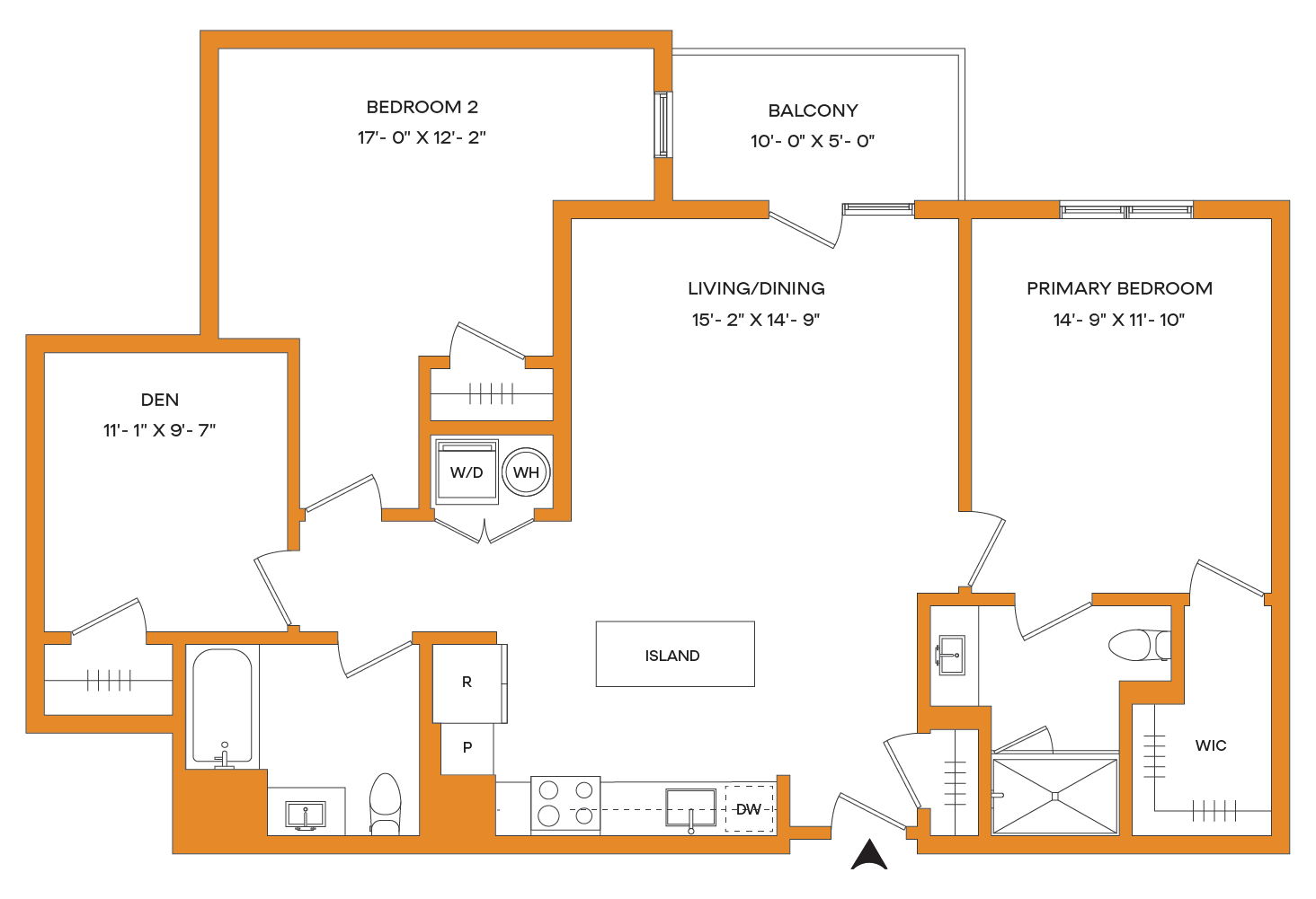 2 Bed/2 Bath Den-B6-B Mason floor plan