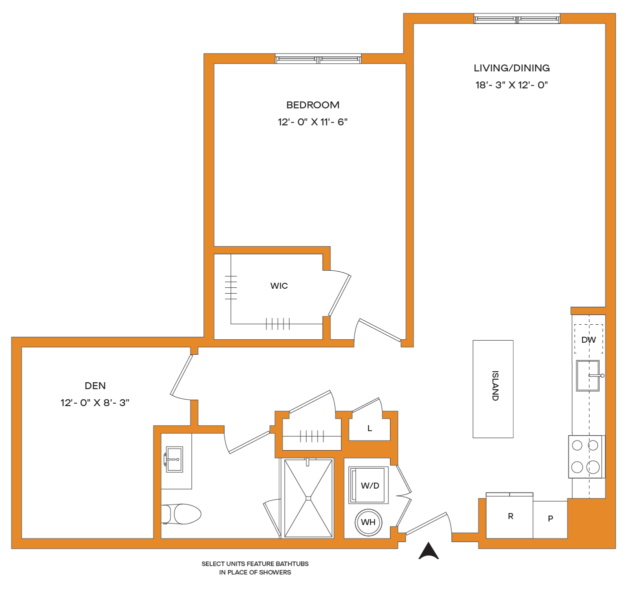1 Bed/1 Bath Den-A10 Mason floor plan