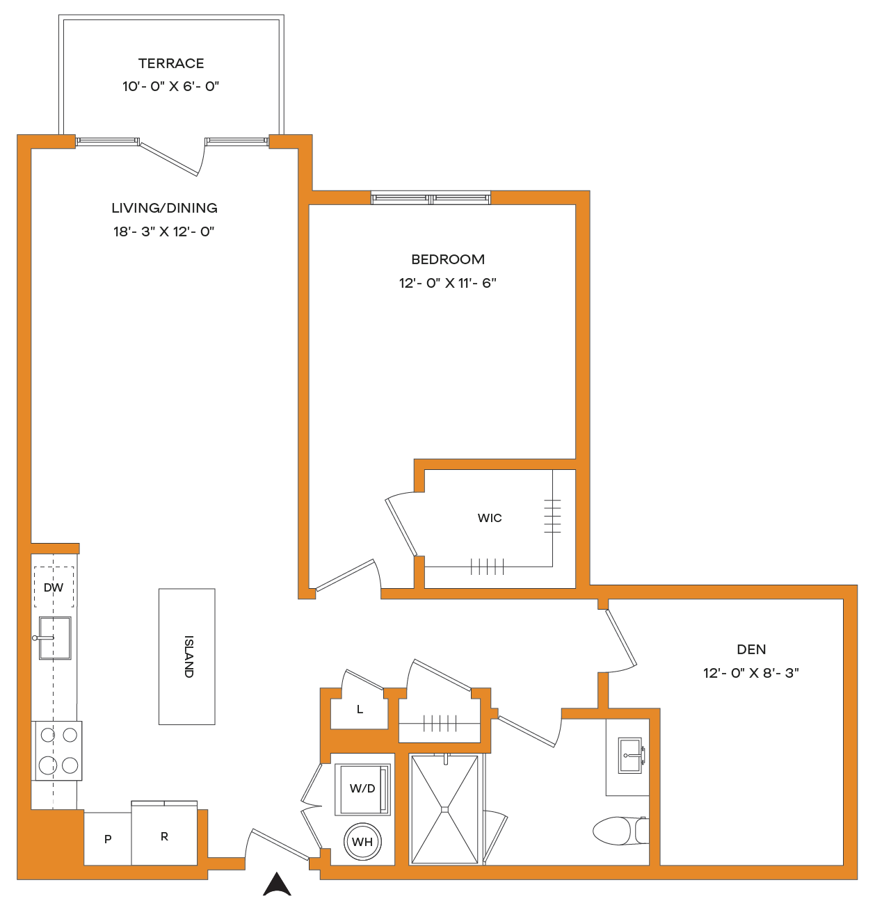 1 Bed/1 Bath Den-A13-T Mason floor plan