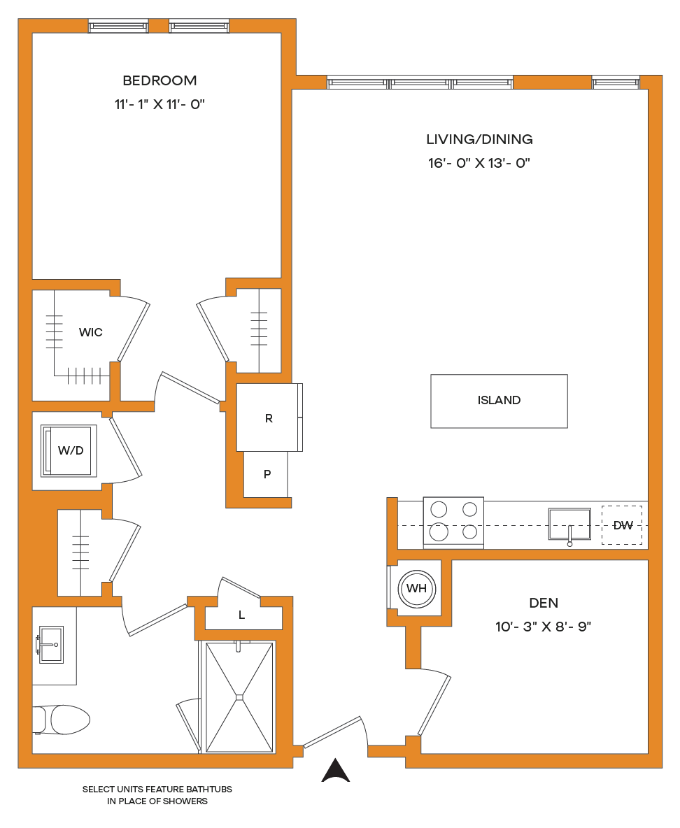 1 Bed/1 Bath Den-A12  Mason floor plan