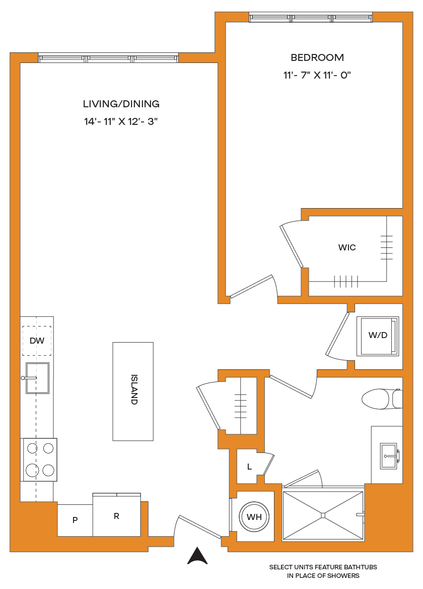 1 Bed/1 Bath-A1 Mason floor plan