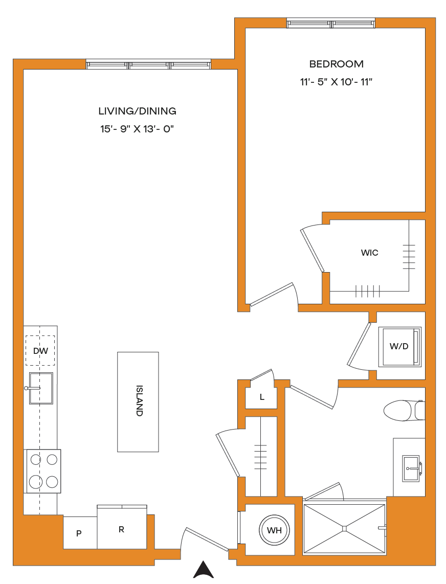 1 Bed/1 Bath-A5 Mason floor plan