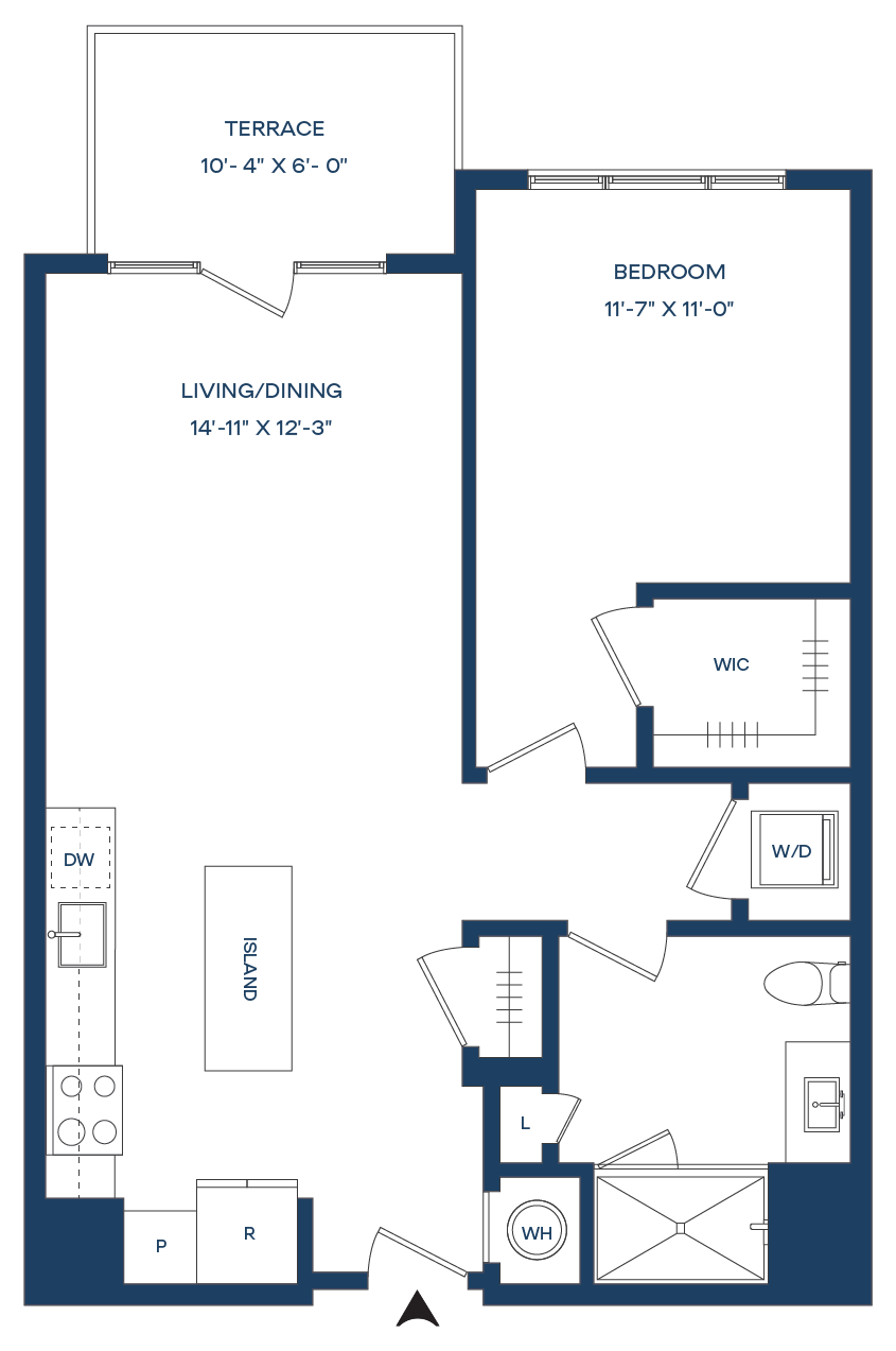 1 Bed/1 Bath S-A1-T Smyth floor plan