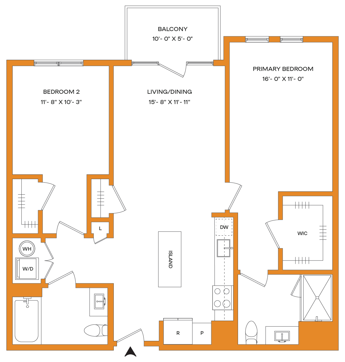 2 Bed/2 Bath-B1-B Mason floor plan
