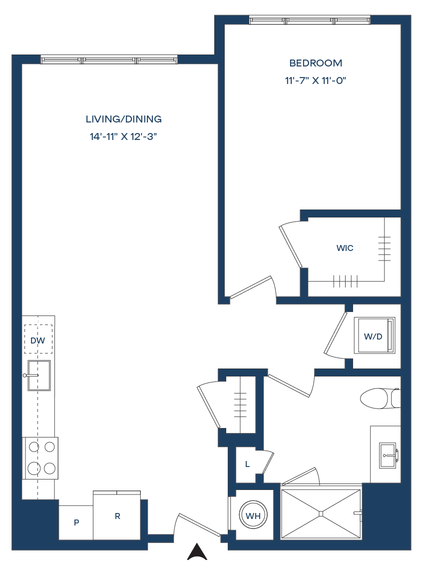 1 Bed/1 Bath S-A1 Smyth floor plan
