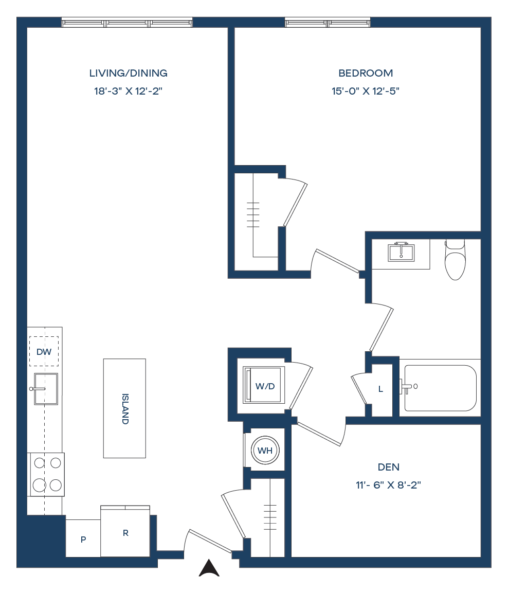 1 Bed/1 Bath Den B-A7 Smyth floor plan