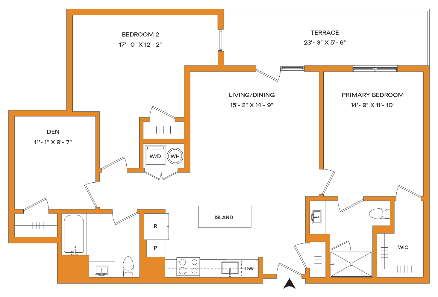 2 Bed/2 Bath Den-B7-T Mason floor plan