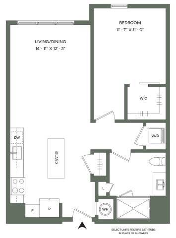 1 Bed 1 Bath-A4 Mason East floor plan