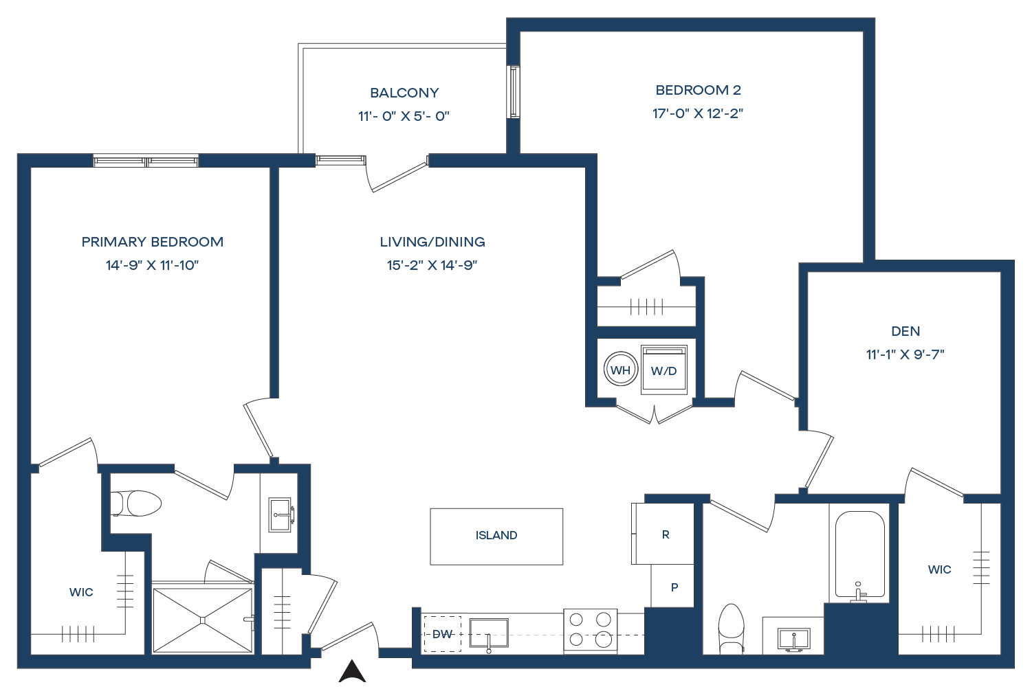 2 Bed/2 Bath Den-B5-B Smyth floor plan
