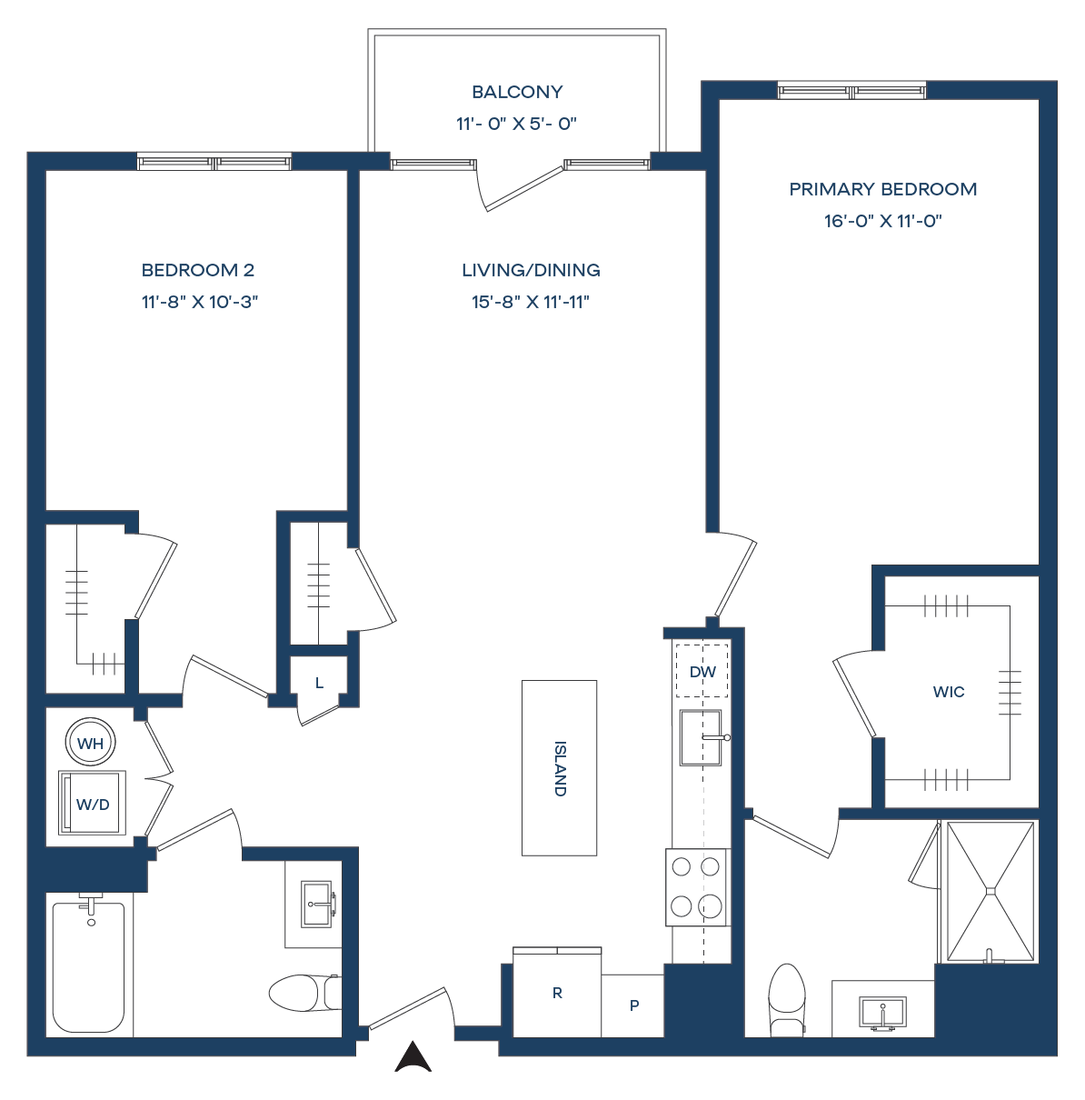 2 Bed/2 Bath-B1-B Smyth floor plan