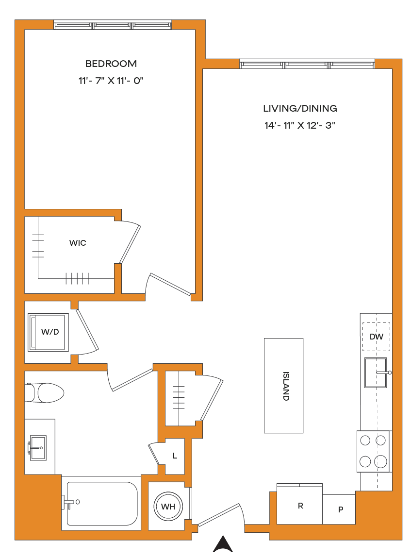 1 Bed/1 Bath-A9 Mason floor plan