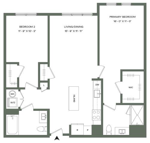 2 Bed 2 Bath-B1 Mason East floor plan