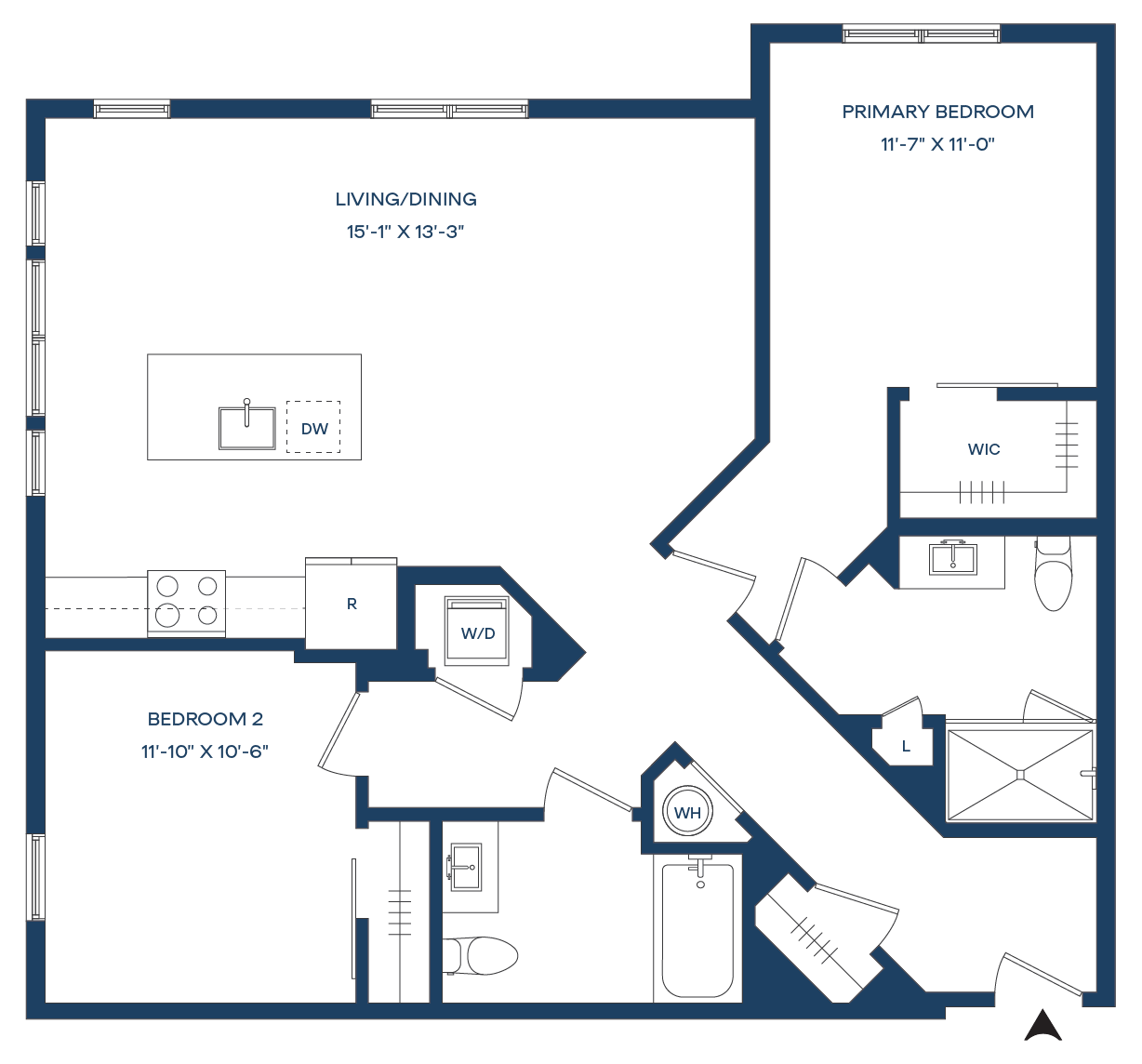 2 Bed/2 Bath-B3 Smyth floor plan
