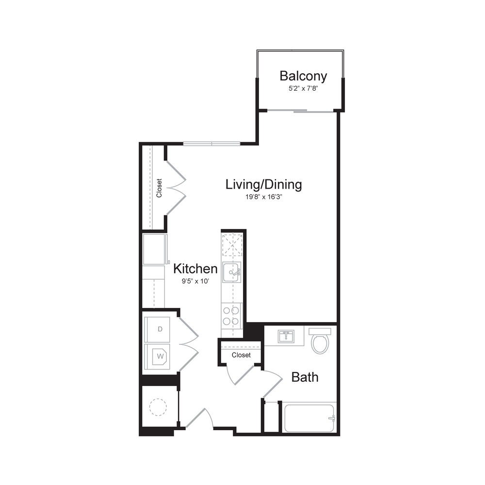 Studio (SF-A) Balcony floor plan