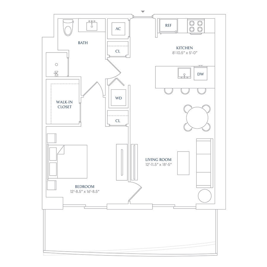 #SHE0904 - 1 bedroom floorplan layout with 1 bathroom and 685 square feet