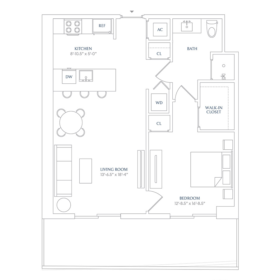 #SHE0312 - 1 bedroom floorplan layout with 1 bathroom and 701 square feet