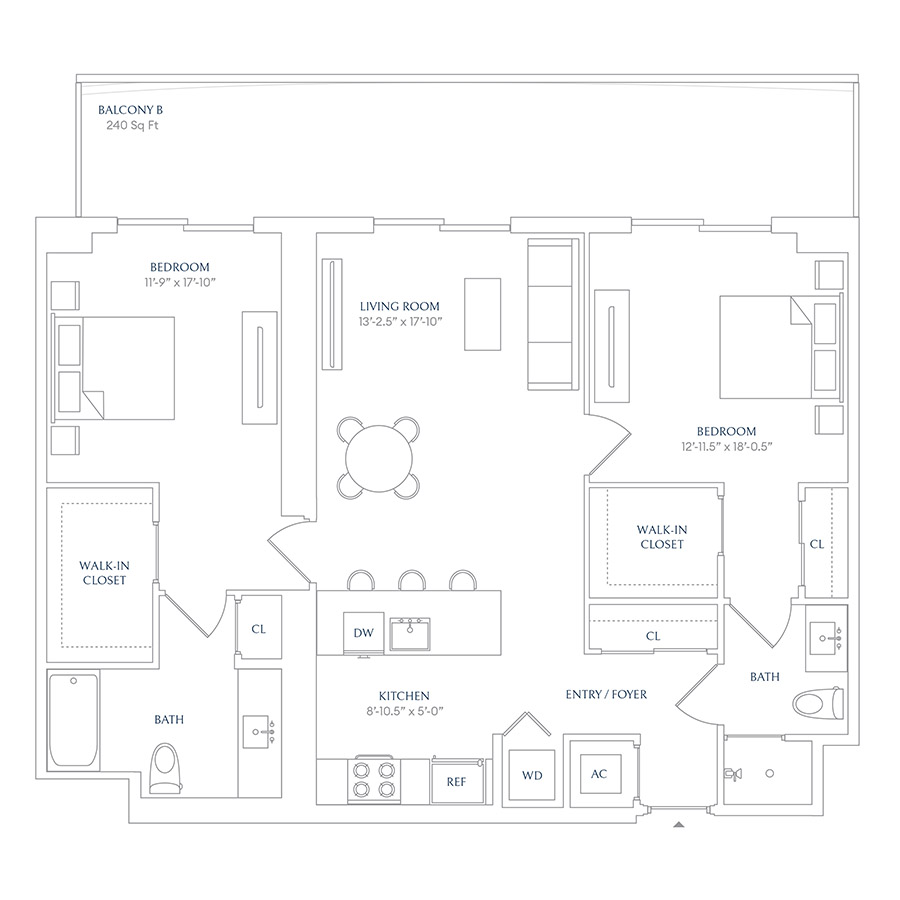 #SHE0409 - 2 bedroom floorplan layout with 2 bathrooms and 1053 square feet