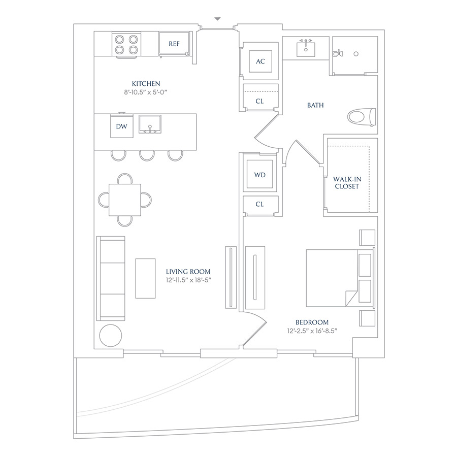 #SHE0606 - 1 bedroom floorplan layout with 1 bathroom and 672 square feet