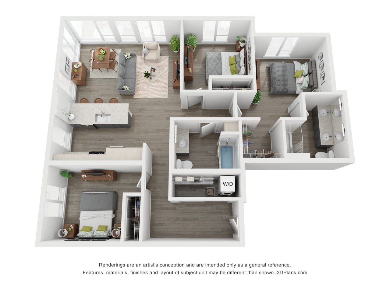 Three Bedroom floor plan