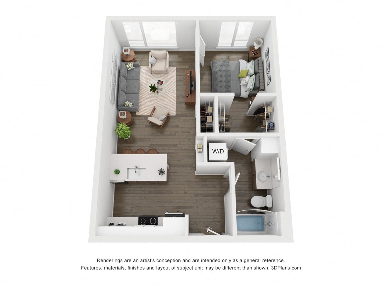 One Bedroom B floor plan