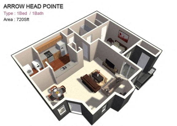 1x1 Large floor plan