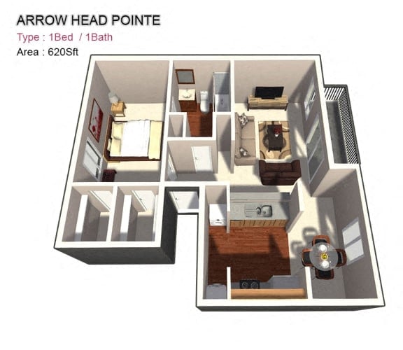 1x1 Junior floor plan