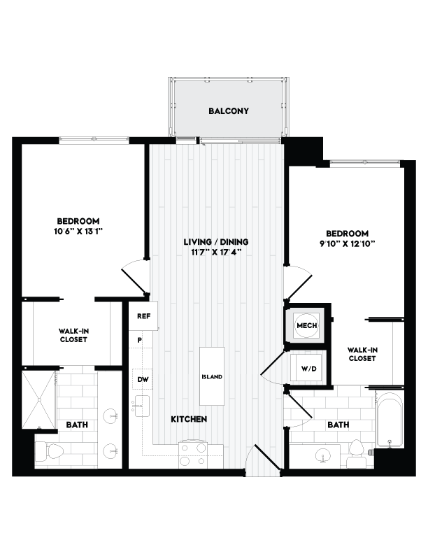 2 Bed/2 Bath-B1 floor plan