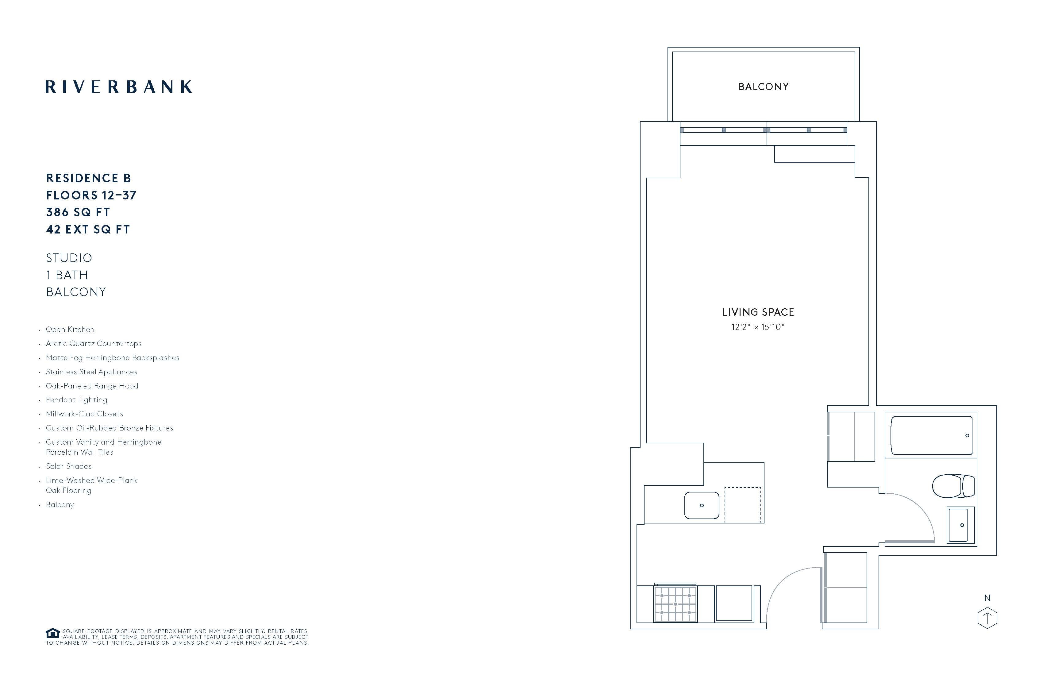 B Line Floors 12-37 (Studio) floor plan