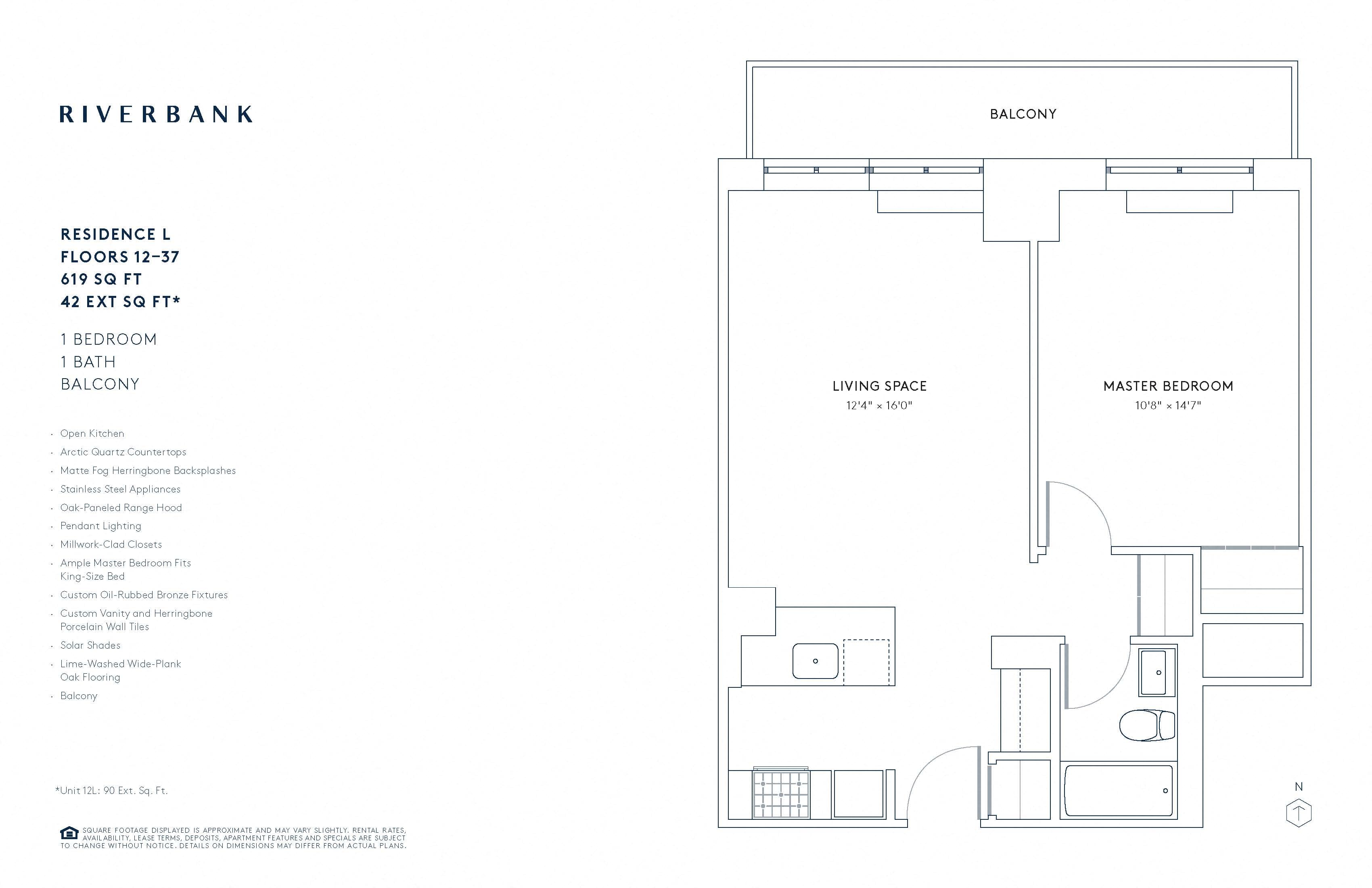 L Line Floors 12-37 (1 Bed) floor plan