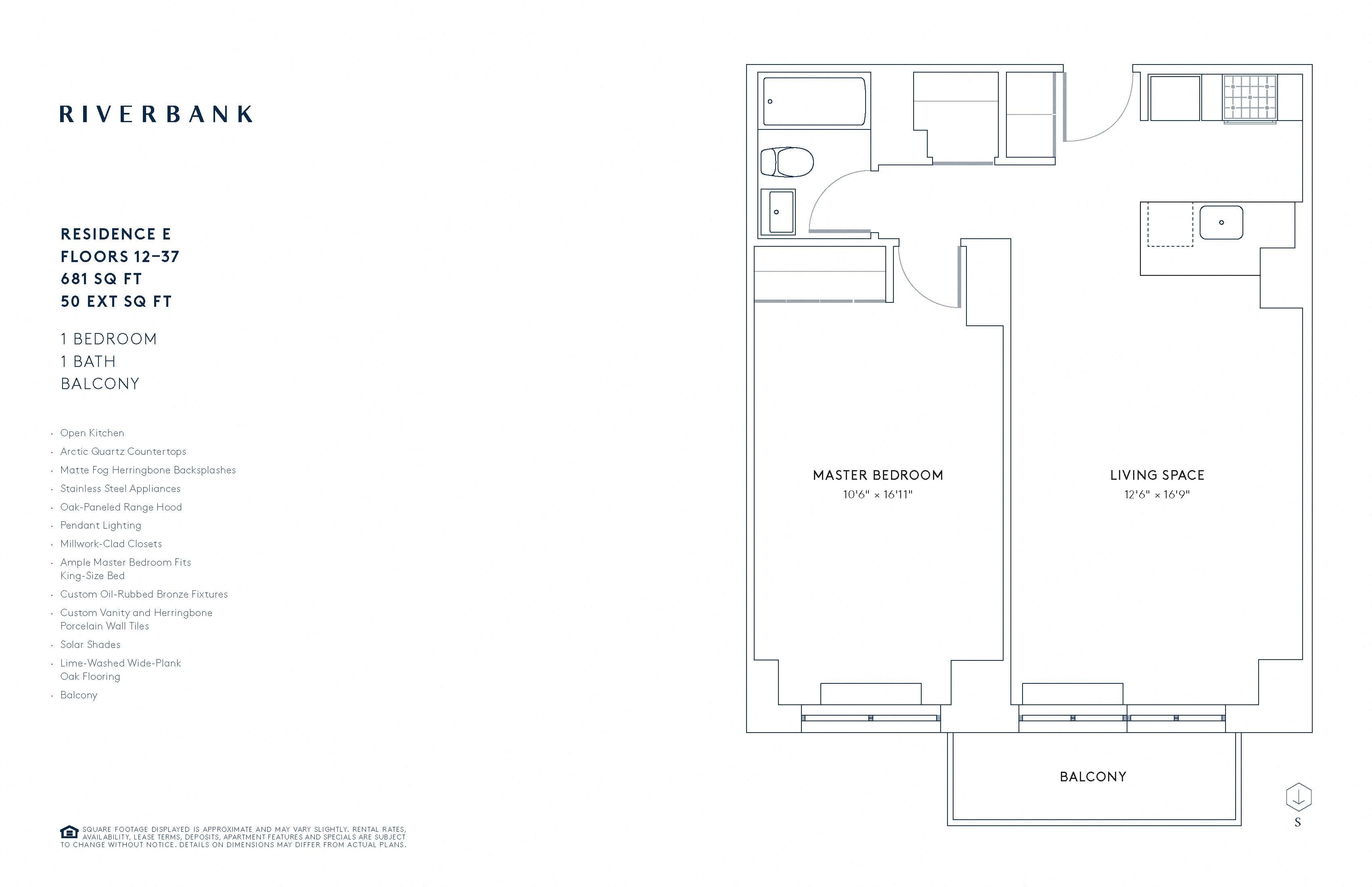 E Line Floors 3-37 (1 Bed ) floor plan