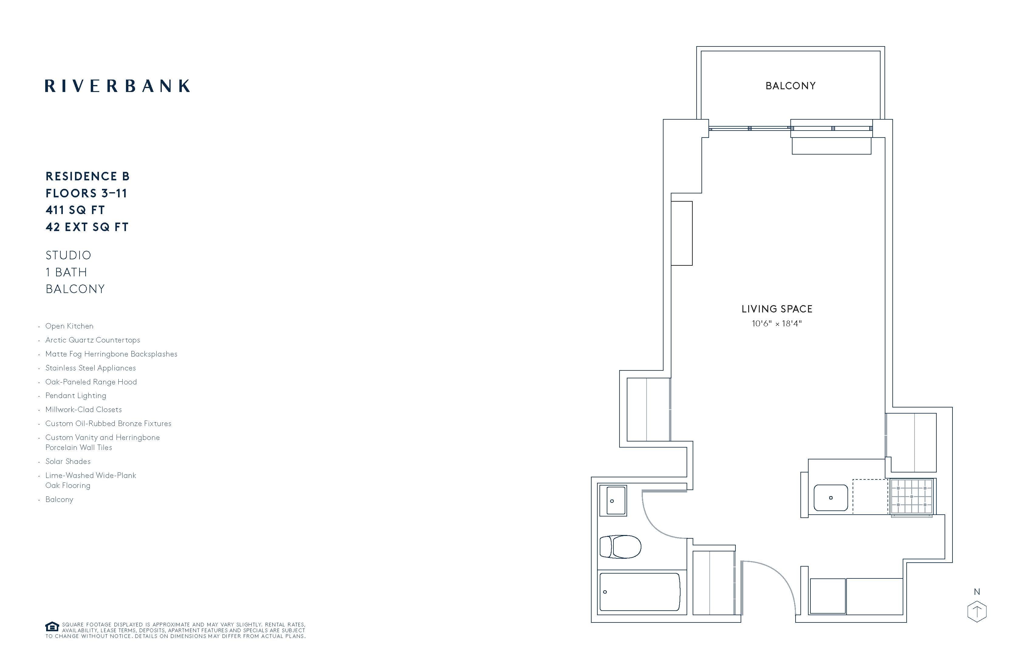 B Line Floors 3-11 (Studio) floor plan