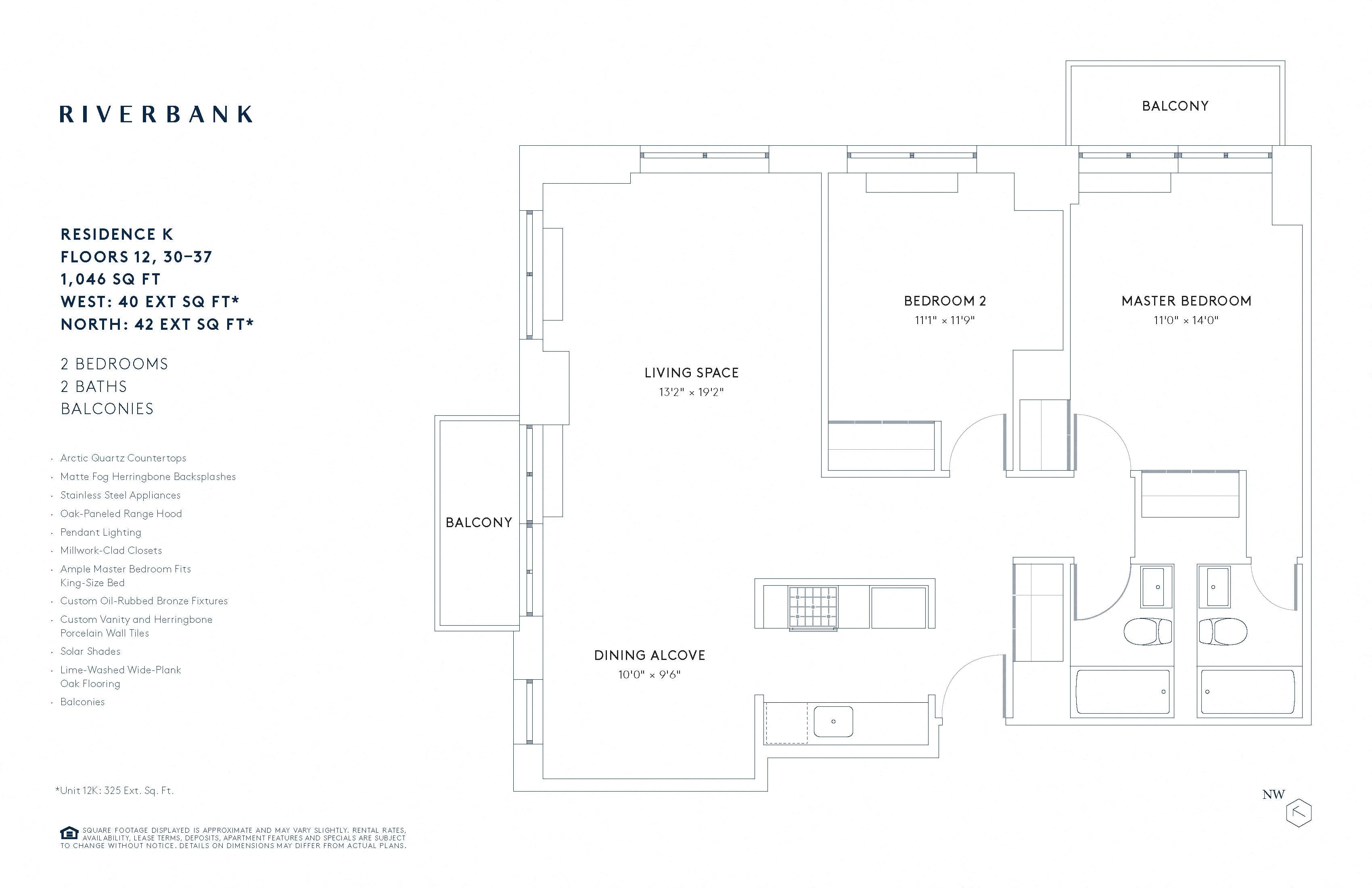 K Line Floors 12, 30-37 (2 Bed) floor plan