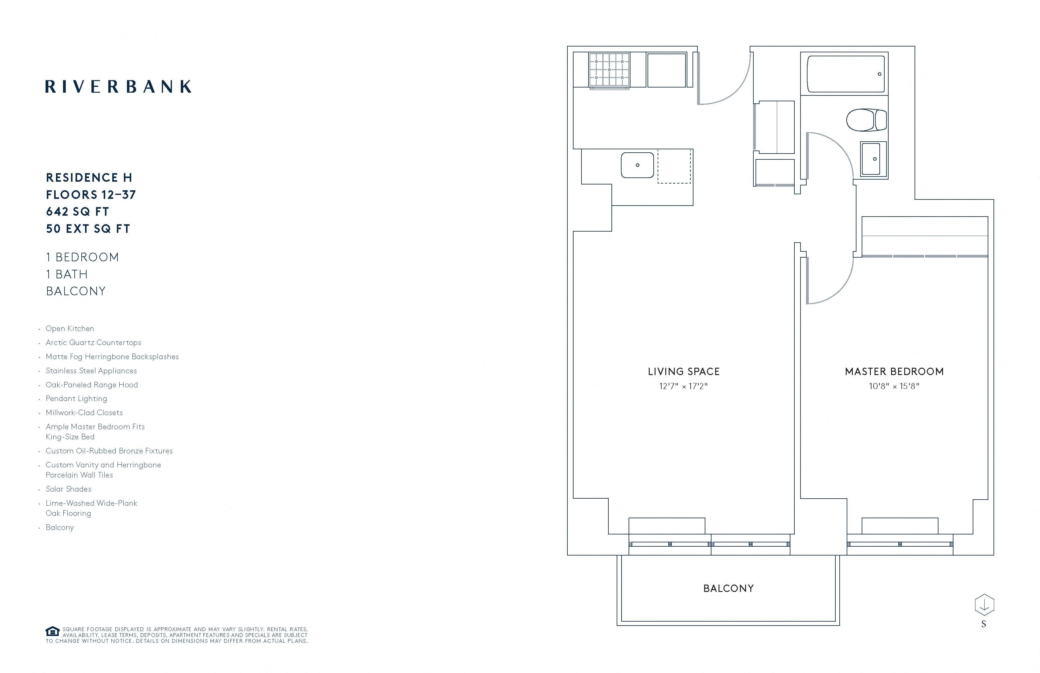 H Line Floors 3-37 (1 Bed) floor plan