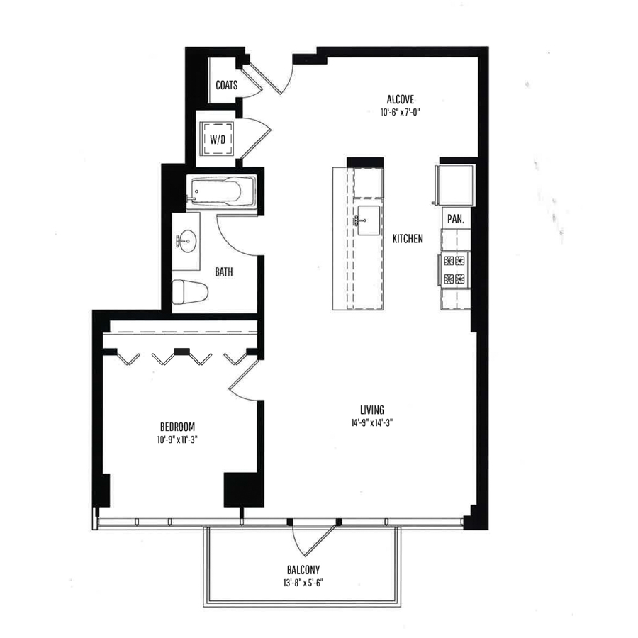 bhra6.1 1 BR, 1 BTH floor plan
