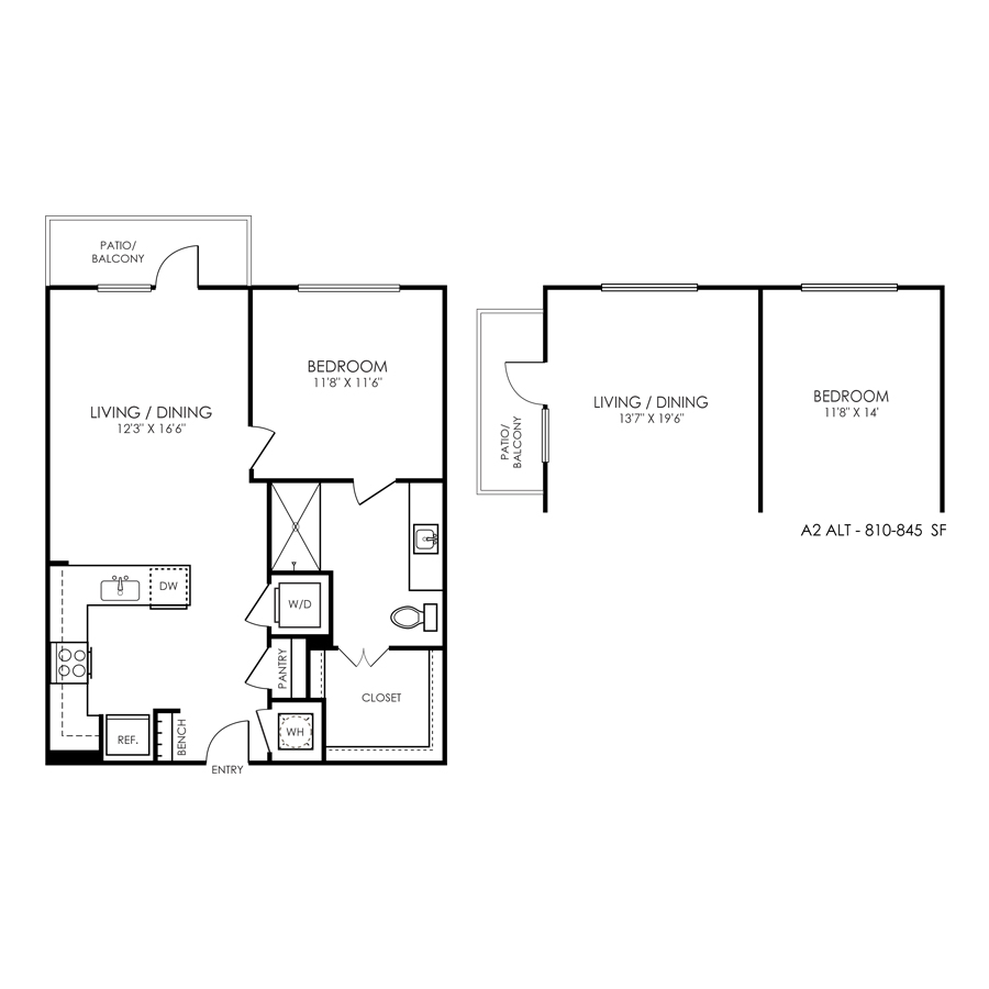 A2- 1x1 floor plan
