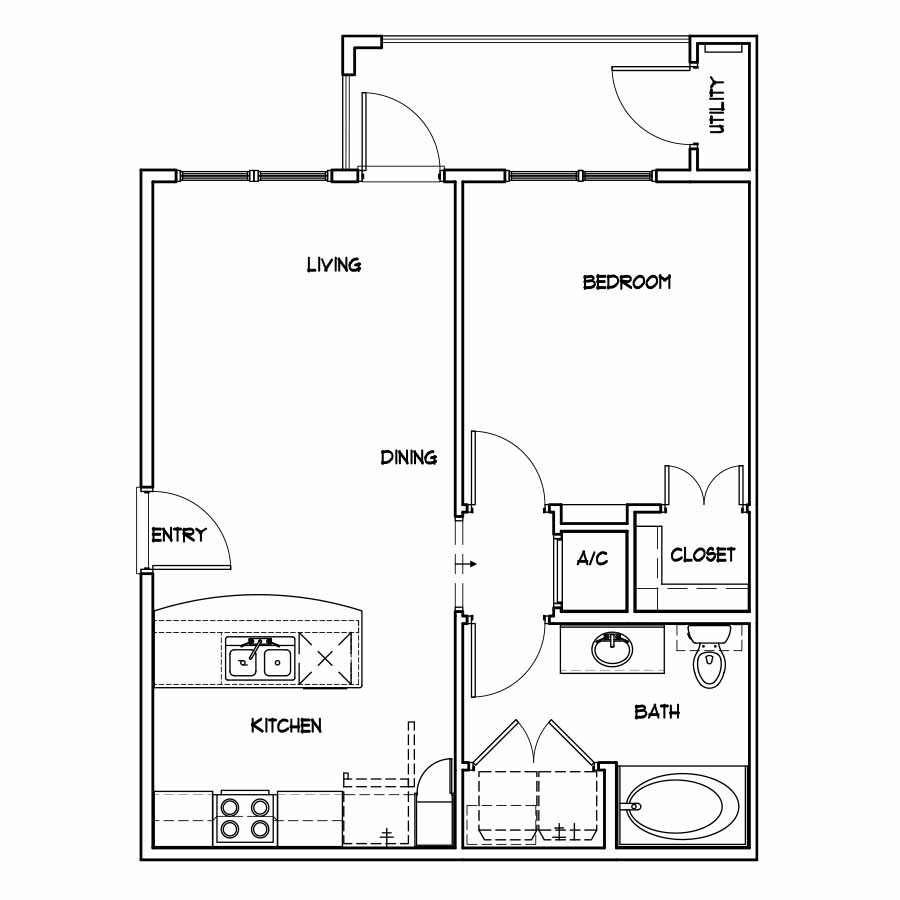 Cocoa 631sf 1/1 floor plan