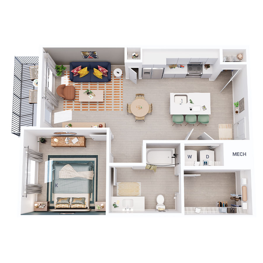 A1-BC - 1x1 floor plan