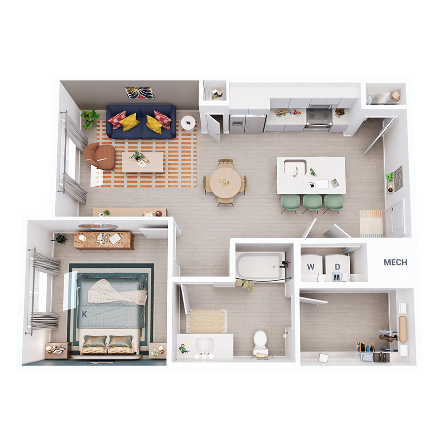A1 - 1x1 floor plan
