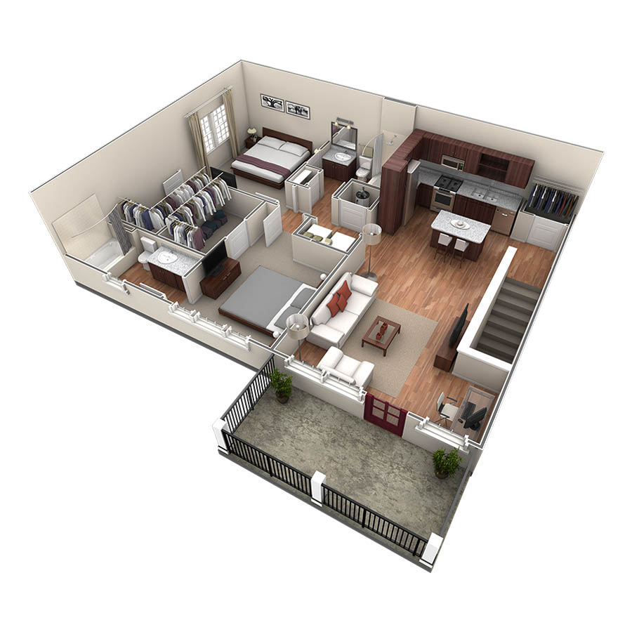 2 BR Designer Overlook floor plan