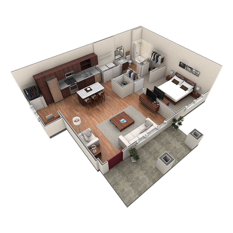 1 BR Grand Courtyard floor plan
