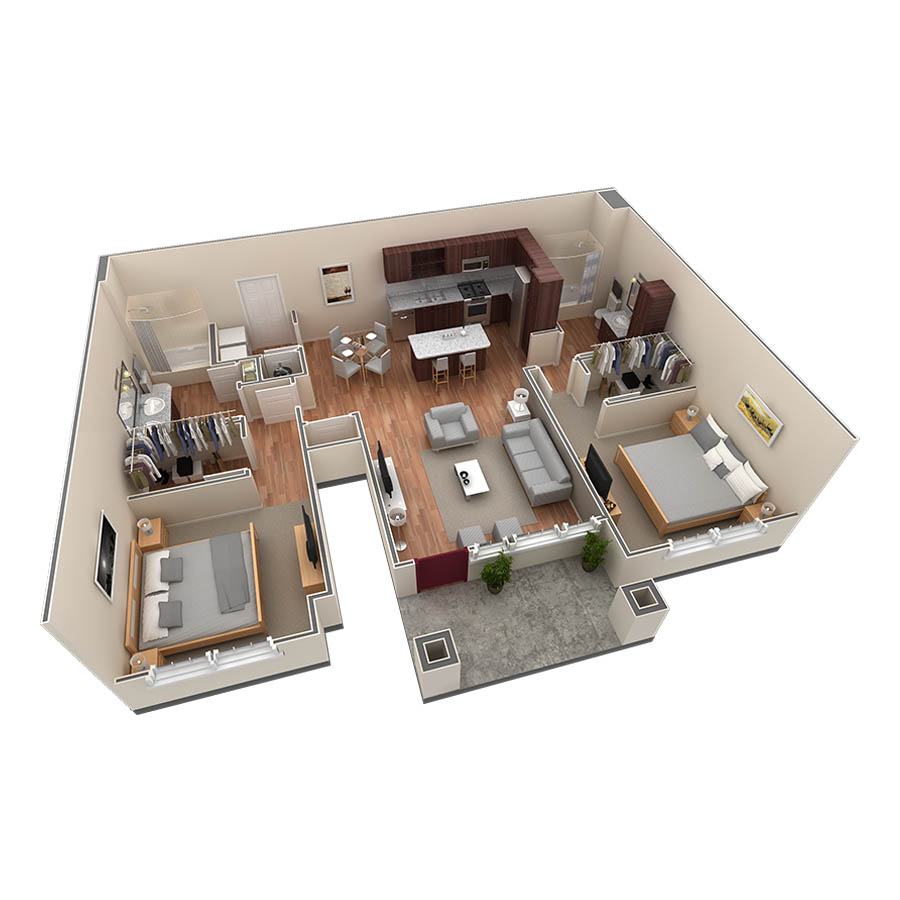 2 BR Grand Courtyard Garage floor plan