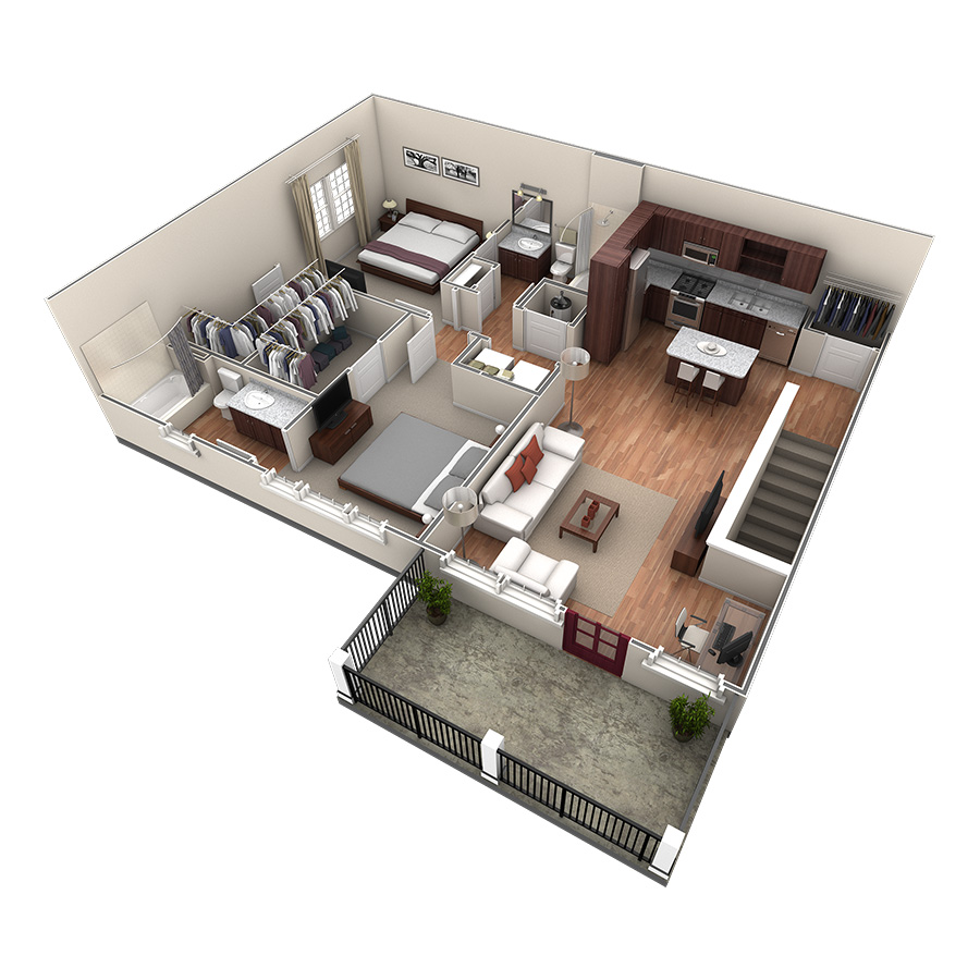 2 BR Designer Overlook floor plan