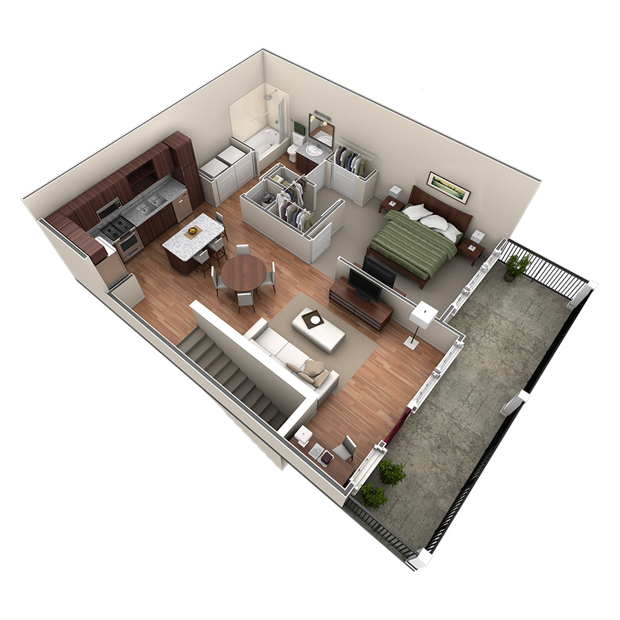 1 BR Designer Overlook floor plan