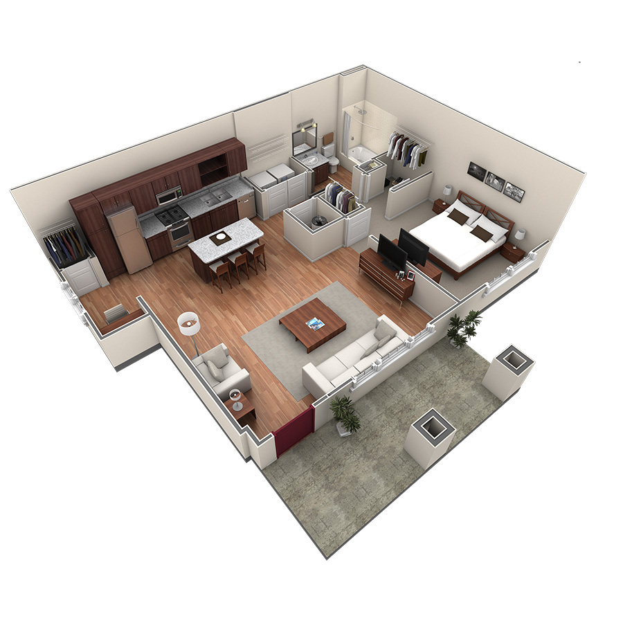 1 BR Grand Courtyard floor plan