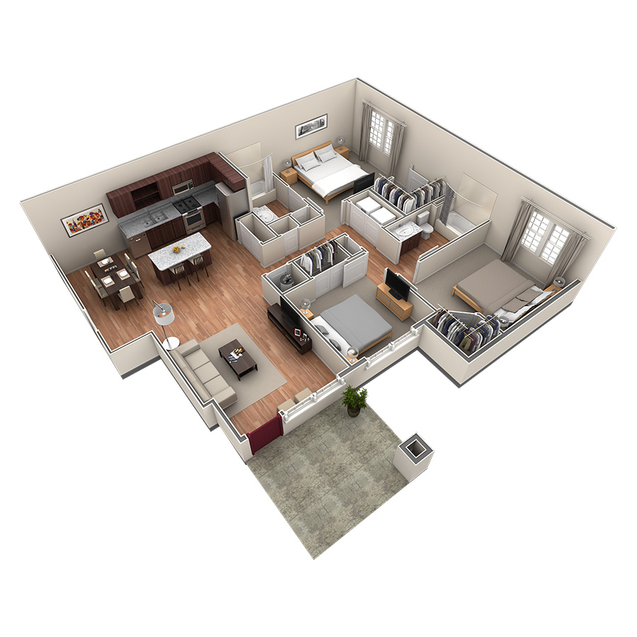 3 BR Grand Courtyard Garage floor plan
